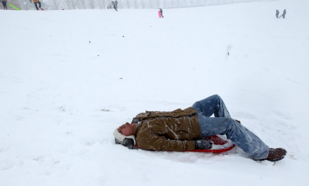 Sledding at Art Hill, Feb. 2013